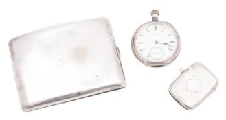 An early 20th century silver cigarette case, rounded rectangular form,