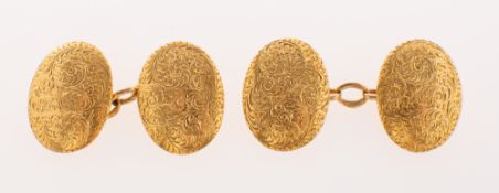 A pair of Victorian 18ct gold cufflink's, oval scrolled foliate carved cufflink's,