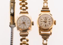 Two lady's gold watches to include Accurist a lady's 9K gold wristwatch,