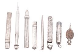 A novelty mounted nut propelling pencil, the terminal with a Stanhope view of 