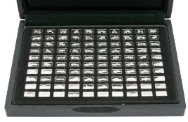 The 100 Greatest Cars Silver Miniature Collection, a cased set of 100 miniature silver ingots,
