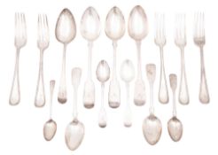 Mixed silver flatware, to include a set of 5 Victorian Old English Bead pattern table forks,