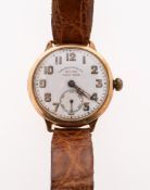 Zenith Favre Leuba an officer's 9k gold Trench watch