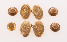 A pair of 9ct gold cufflink's and four dress studs,