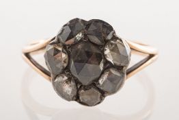 A Georgian rose-cut diamond ring, of flower head form,