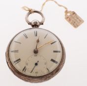7953; A silver open-faced fusee pocket watch,