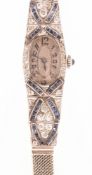 An Art Deco diamond and sapphire cocktail watch,