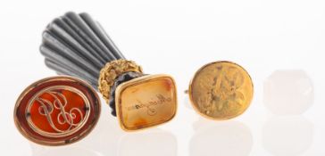 A 19th century clover / Shamrock desk seal, two antique fob seals and one other item of interest,