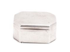 A George III silver nutmeg grater, rectangular form with canted corners,