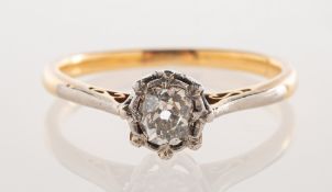 A diamond solitaire ring, illusion set with an old-cut diamond, diamond approx. 0.