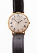 Jaeger-LeCoultre a gentleman's 9k gold slim wristwatch the silvered dial having black Roman