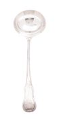A George III silver soup ladle, King's pattern, crested, by Solomon Royes & John East Dix,
