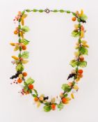 A vintage 'Tutti Fruitti' glass necklace, (possibly Italian), a glass fruit salad,