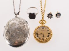 A mixed group of jewellery, including an Art Deco style ring,