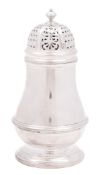 A George V silver sugar caster, of baluster form,