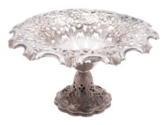An early Victorian pierced silver fruit dish, of shaped circular outline,