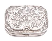 A late 19th/ early 20th century Far-Eastern silver snuff box, of canted rectangular form,