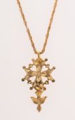 A French Huguenot cross pendant and chain,