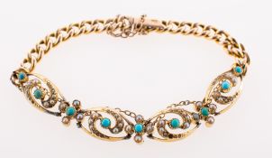 A Victorian turquoise and pearl bracelet,