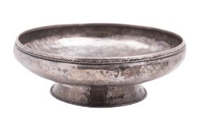 A George V Arts & Crafts silver bowl, by Sandheim Brothers, of shallow circular form,