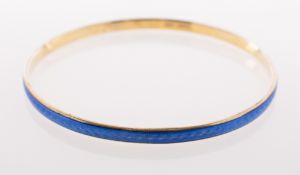 Askel Holmsen, a Scandinavian silver gilt blue enamelled large bangle/arm cuff,