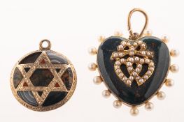 Two Victorian keepsake pendants with hairwork,