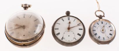 Three silver pocket watches to include M. Israel, London a silver pocketwatch