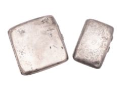 Two 20th century silver cigarette cases, the larger one with a curved body,