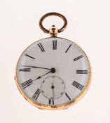 A key-wound pocket watch the white dial having black Roman numerals,