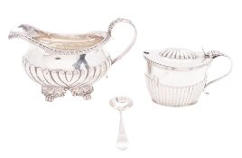 A late Victorian silver mustard pot, oval form,