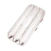 An Edwardian engraved silver cigar case, fluted, to contain three individual smokes, gilt interior,