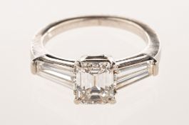 An impressive Art Deco style diamond ring, claw set with a 1.