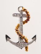 An 18ct gold diamond anchor brooch,
