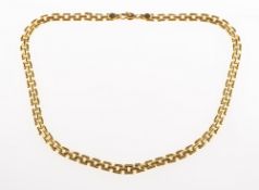 A brick link style necklace, polished finish, each necklace end marked 18k and MC, length approx.