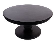 A North African lacquered and brass inlaid centre table, mid 20th Century.