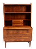 A Danish rosewood, probably Dalbergia latifolia secretaire cabinet by BRDR Larsen,