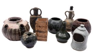 Patricia Mary Ferguson [Contemporary] seven stoneware vases, of varying form, the tallest 25cm high,