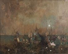 * Michael Tain (Scottish, b 1927) - 'Landscape and sea' - Oil on board - 59.5 x 75cm, 65.