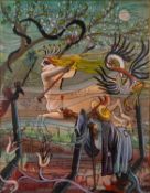 Sven Goran Svensson (Swedish, b.1943) - Untitled, fantastical scene - Oil on canvas - 86 x 66.