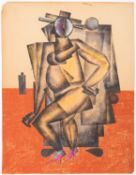 Attributed to Vladimir Vasil'evich Lebedev (Russian, 1891-1967) - A cubist study of two figures,