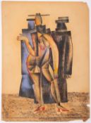 Attributed to Vladimir Vasil'evich Lebedev (Russian, 1891-1967) - A cubist study of three figures,