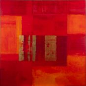 Gerard Carbo (Dutch, b 1945) - Abstract in reds and golds - Oil on canvas