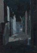 * Hugh E Ridge (British, 1899-1976) - A Cornish street at night or possibly the Cats of St.