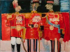 * Harold Wood (British, 1918-2014) - 'The Generals' - Oil on board - 89 x 120cm,