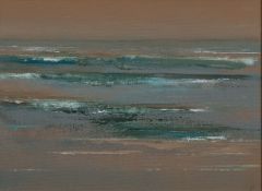 Val Smith (20th / 21st century) - A composition in greens and blues - Acrylic on canvas - 28.