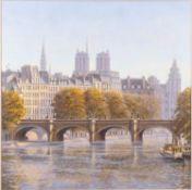 Robert Crisp (British, Contemporary) - Notre Dame - Oil on canvas - 69.5 x 69.5cm, 81.5 x 81.