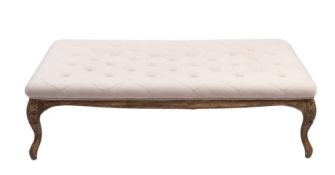 An Oka stained oak and upholstered stool, mid 20th Century.