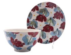 Janice Tchalenko for Poole Pottery a bowl and plate decorated in the Poppy pattern, printed marks,