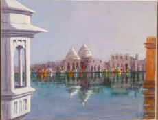 * Tim Scott Bolton (British, b 1947) - Indian street scene 'Market Orchha'