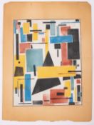 20th century Russian avant-garde school - An arrangement of cubist geometric shapes - Pochoir and